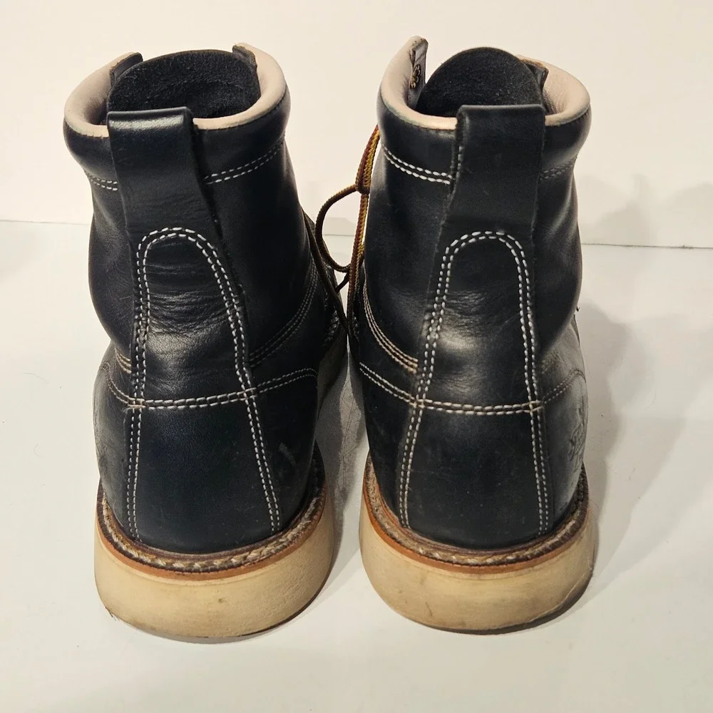 Thorogood Moc Toe Work Boots Mens 10 Black Leather American Heritage 814-6201